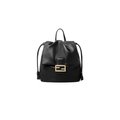 Fendi | Women's Black Ff Clasp Drawstring Backpack