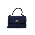 Chanel | CC Dual Handle Flap Bag Navy Blue
