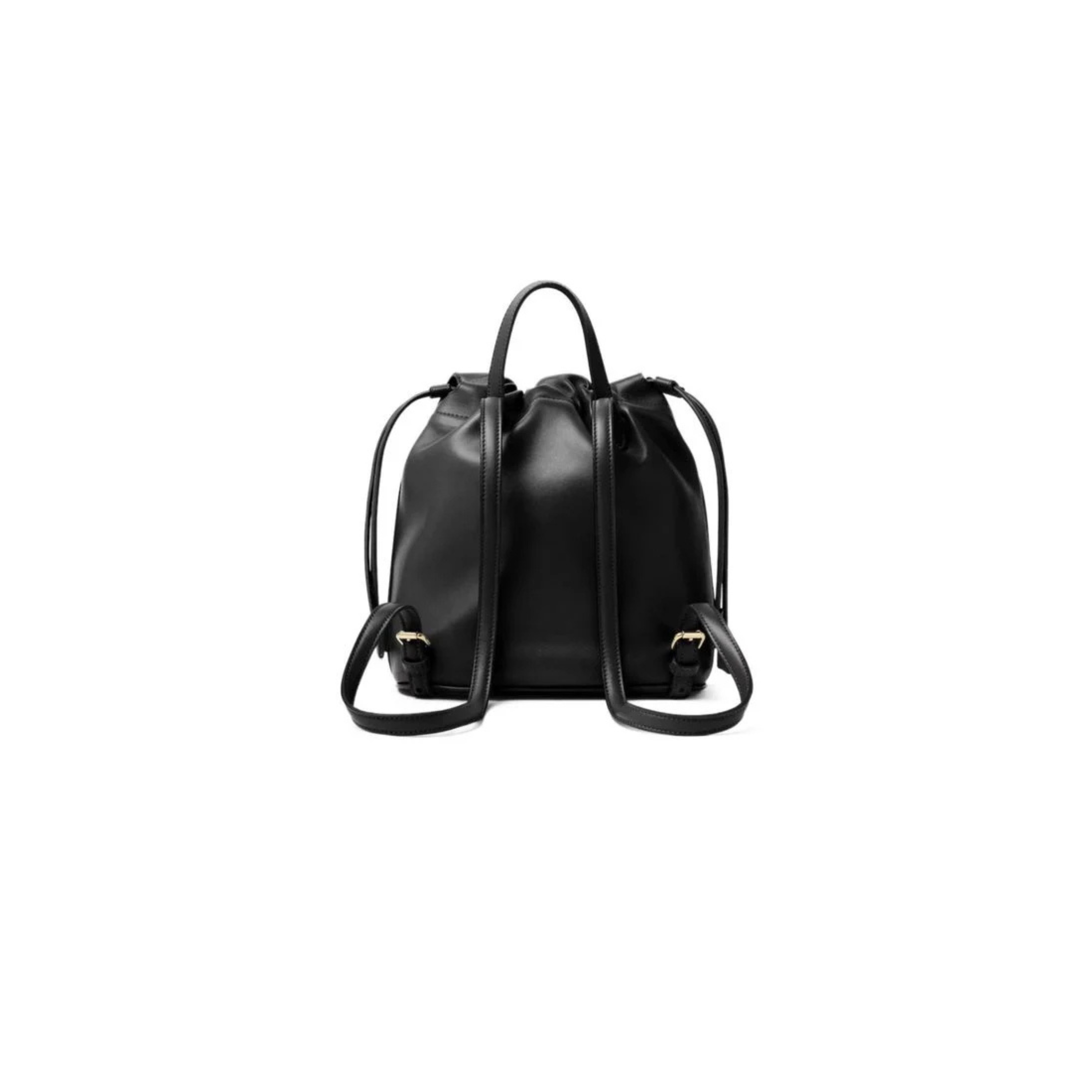 Fendi | Women's Black Ff Clasp Drawstring Backpack