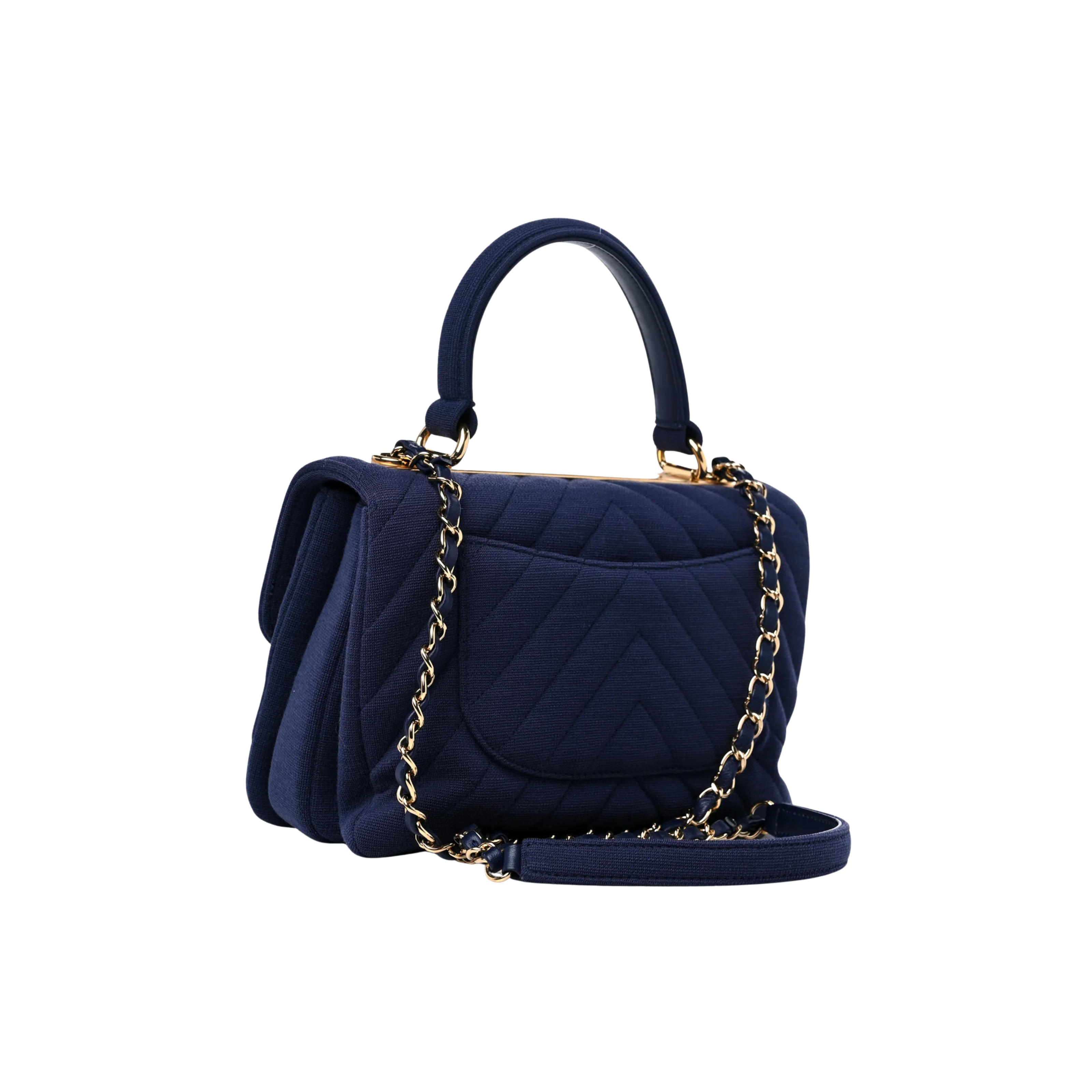 Chanel | CC Dual Handle Flap Bag Navy Blue