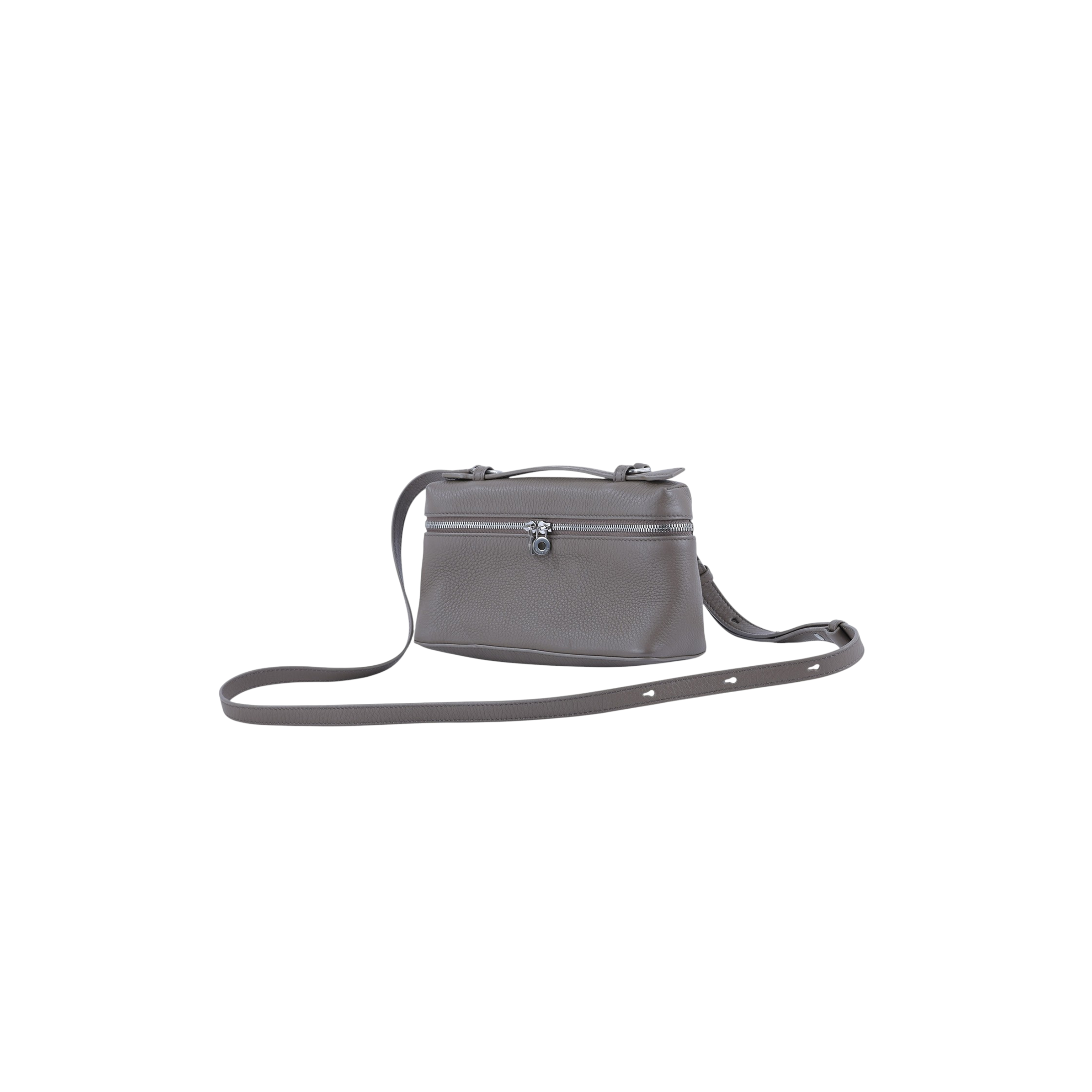 Loro Piana | small, gray, textured leather handbag