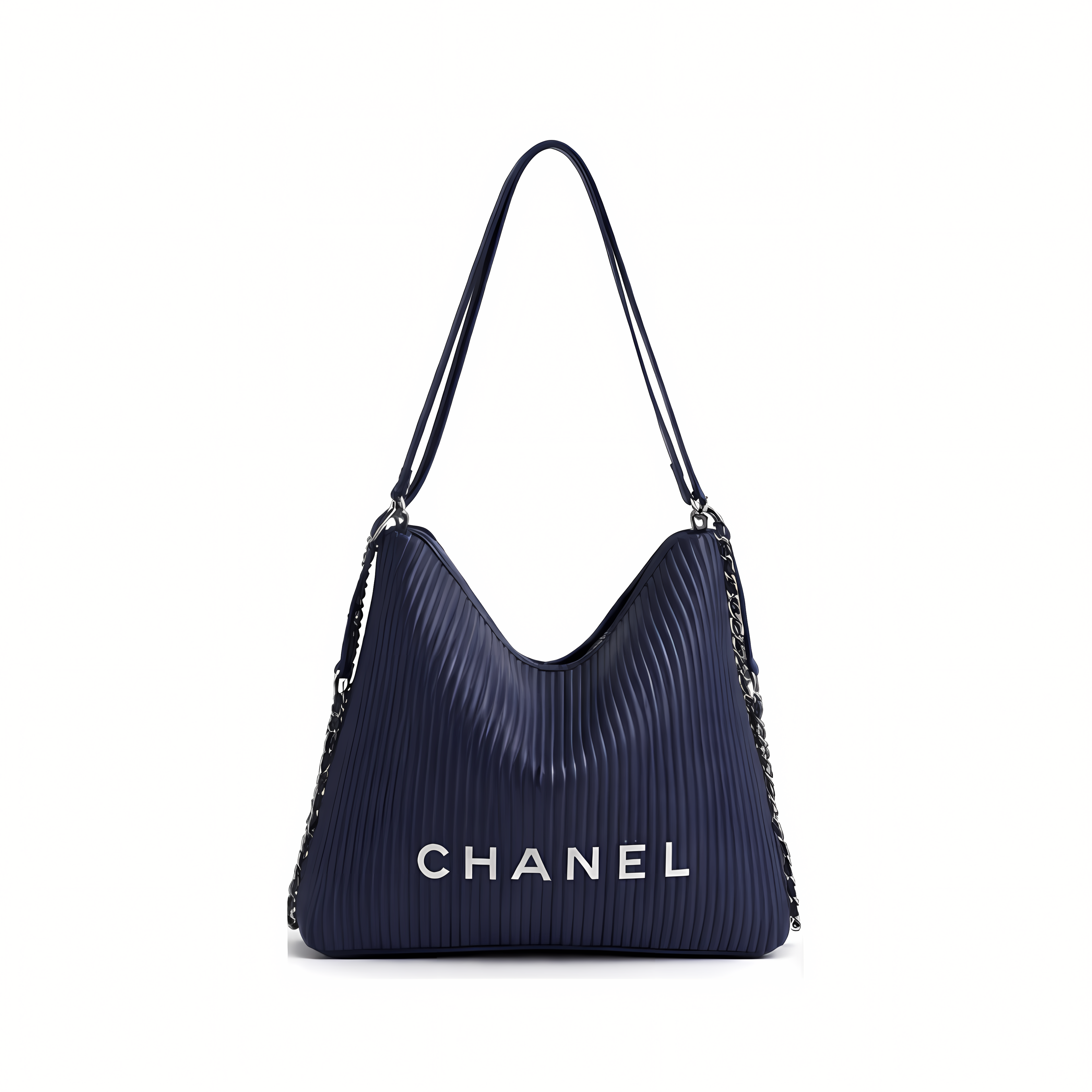 Chanel Bag | Maxi Hobo Ribbed Leather Blue