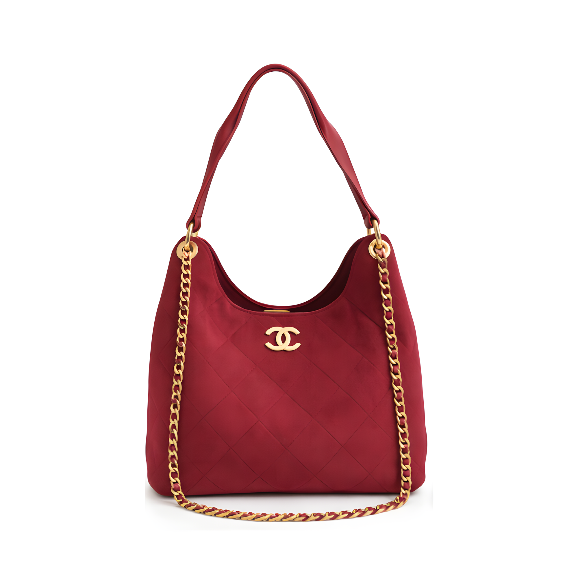 Chanel Bag | Medium Hobo Handbag Burgundy Suede