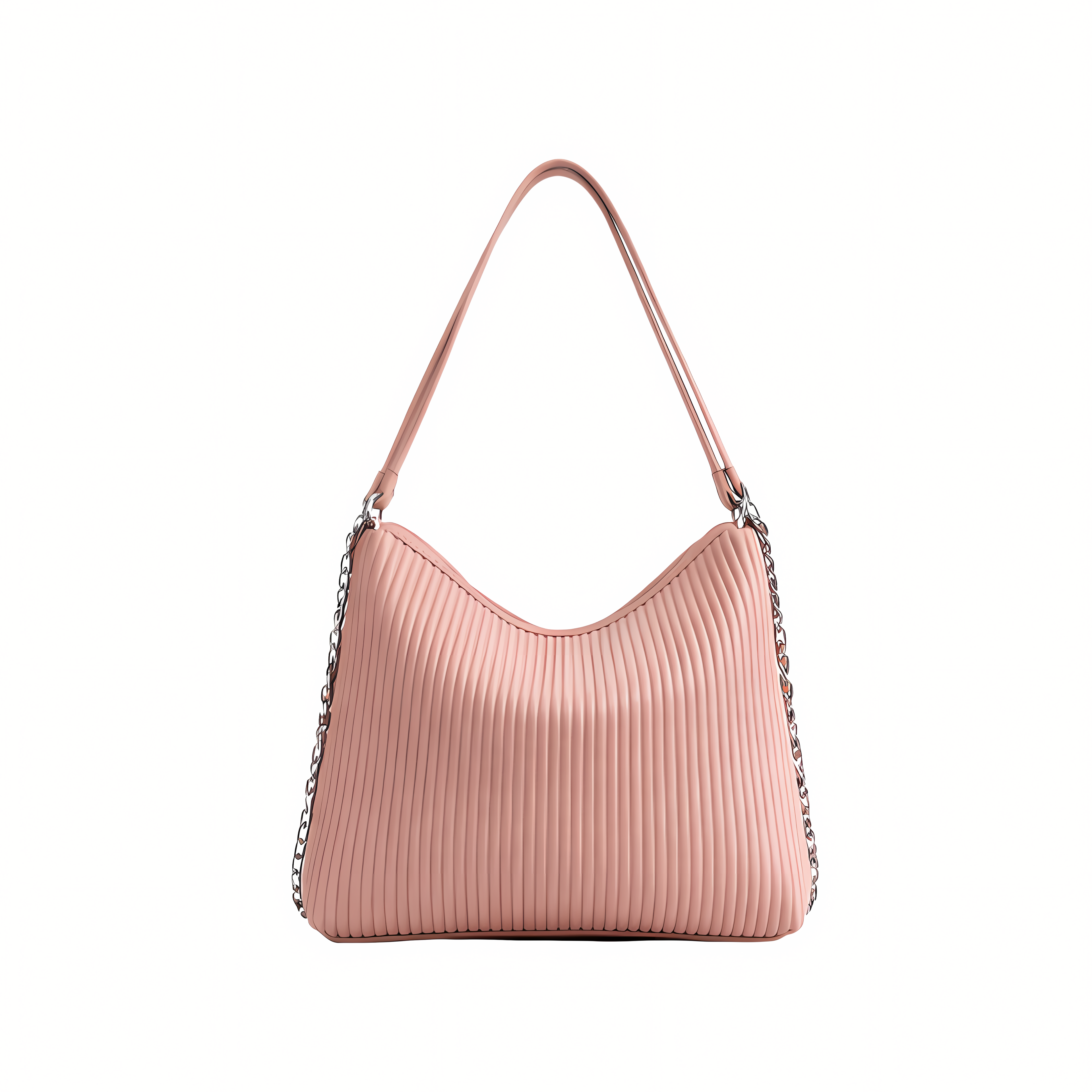 Chanel Bag | Pleated Ribbed Hobo Bag Light Pink