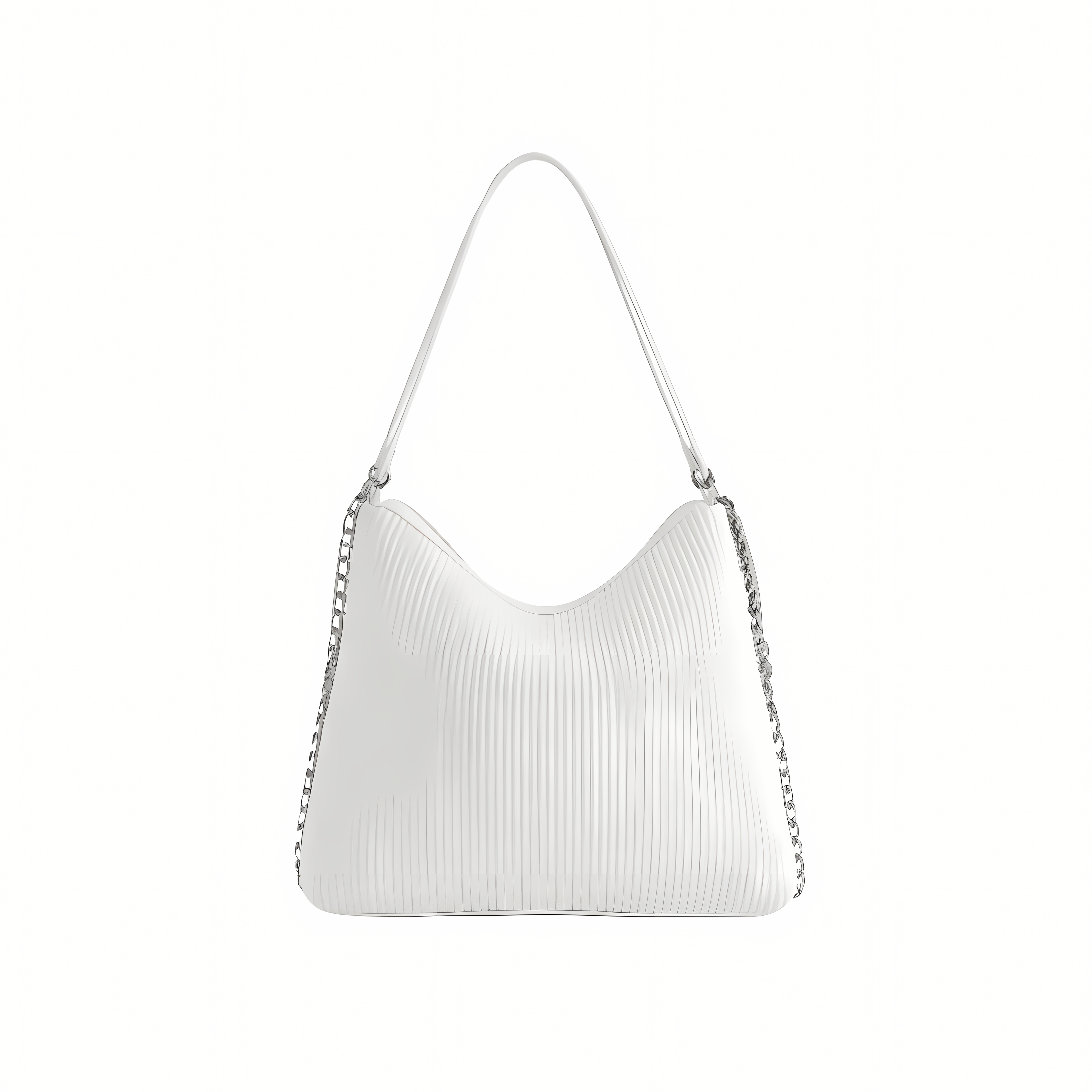 Chanel Bag | Pleated Ribbed Hobo Bag Light White