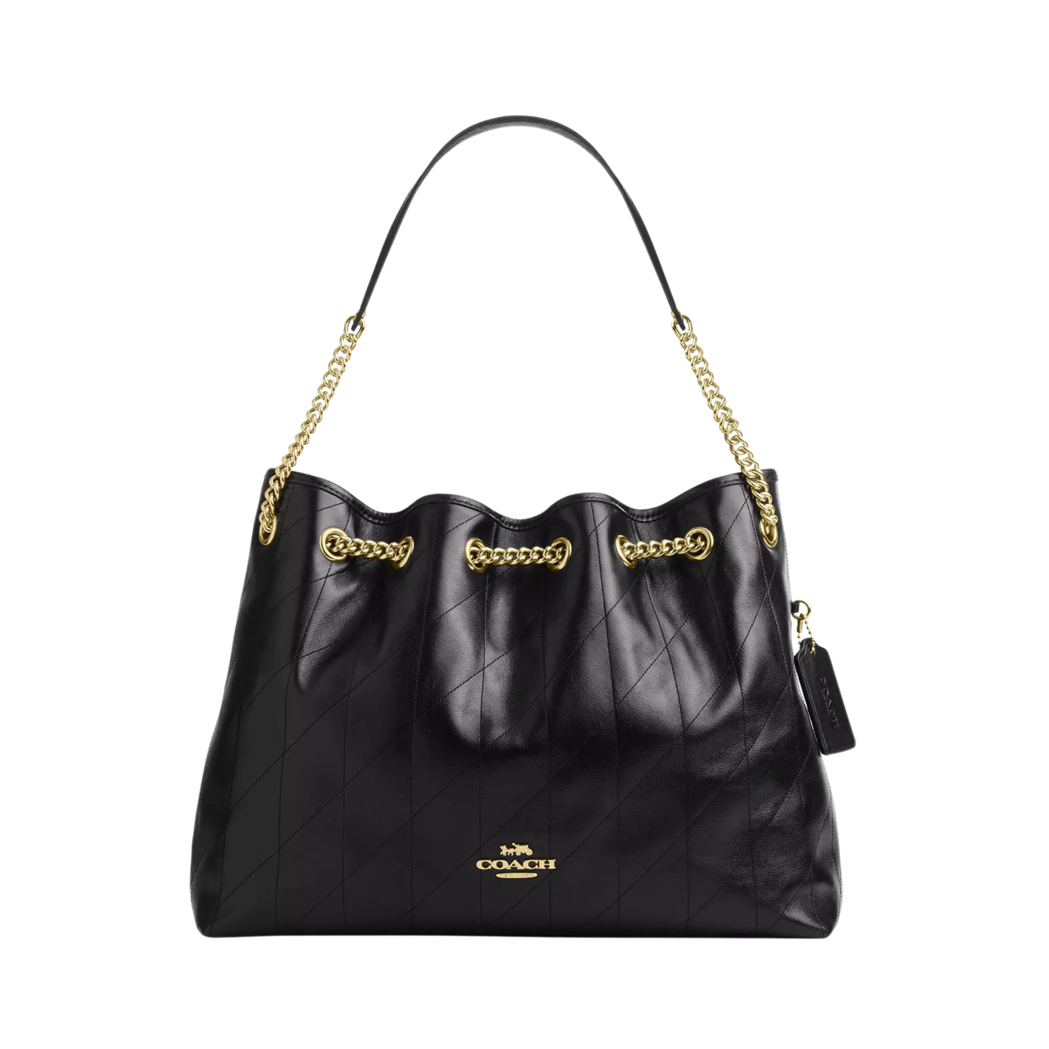 Coach Bag | Quilted Leather Chain Bucket Black Gold