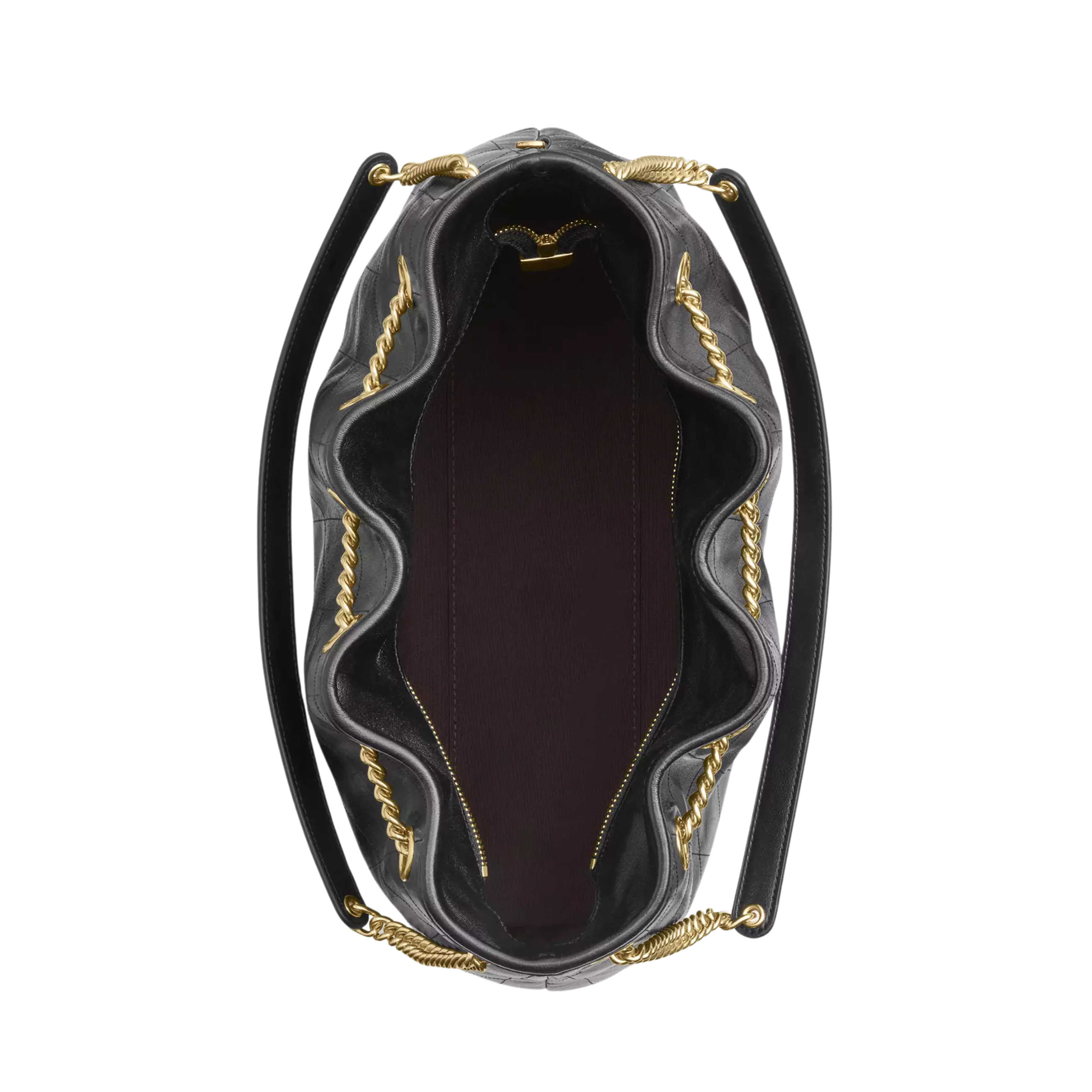 Coach Bag | Quilted Leather Chain Bucket Black Gold