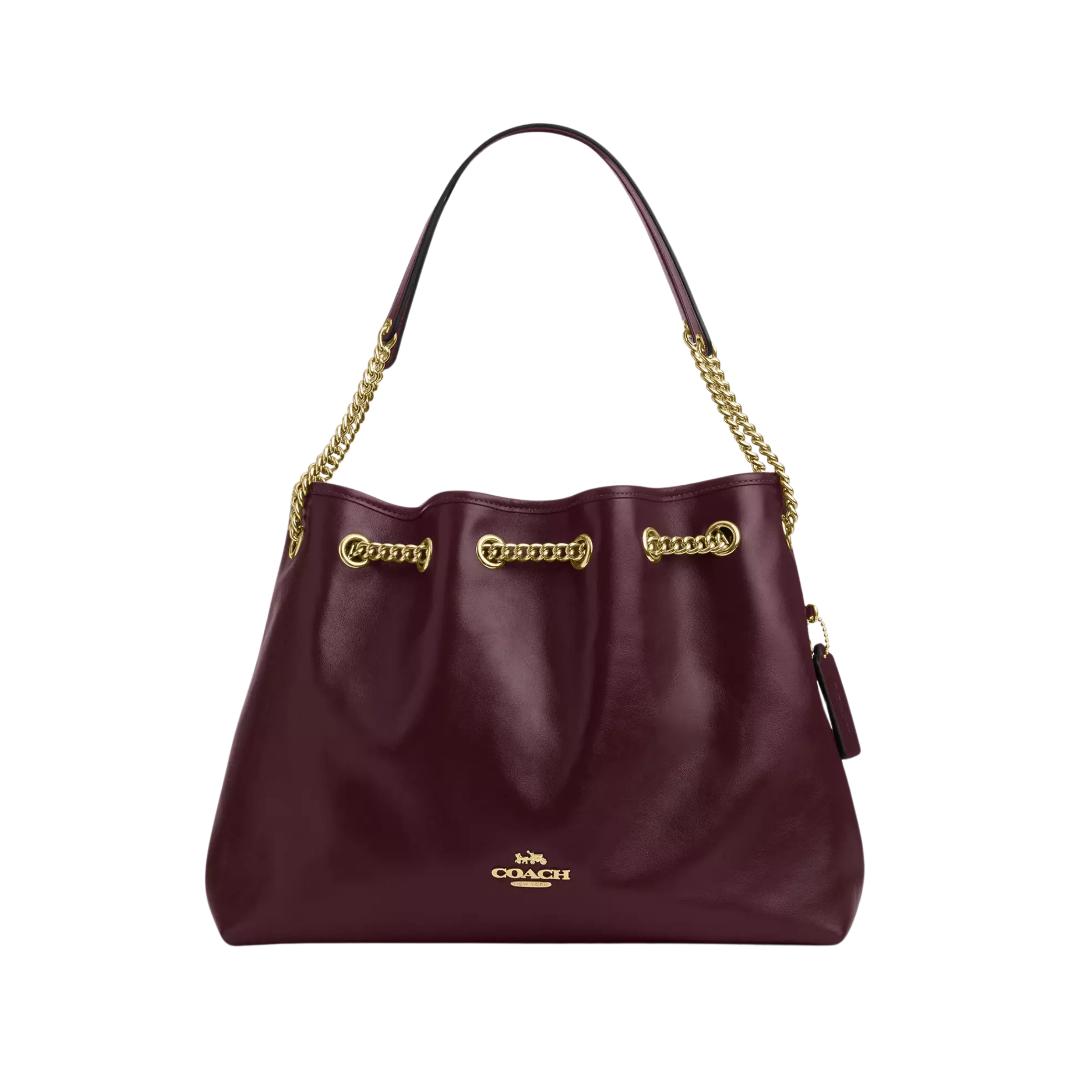 Coach Bag | Quilted Leather Chain Bucket Red Gold-Tone