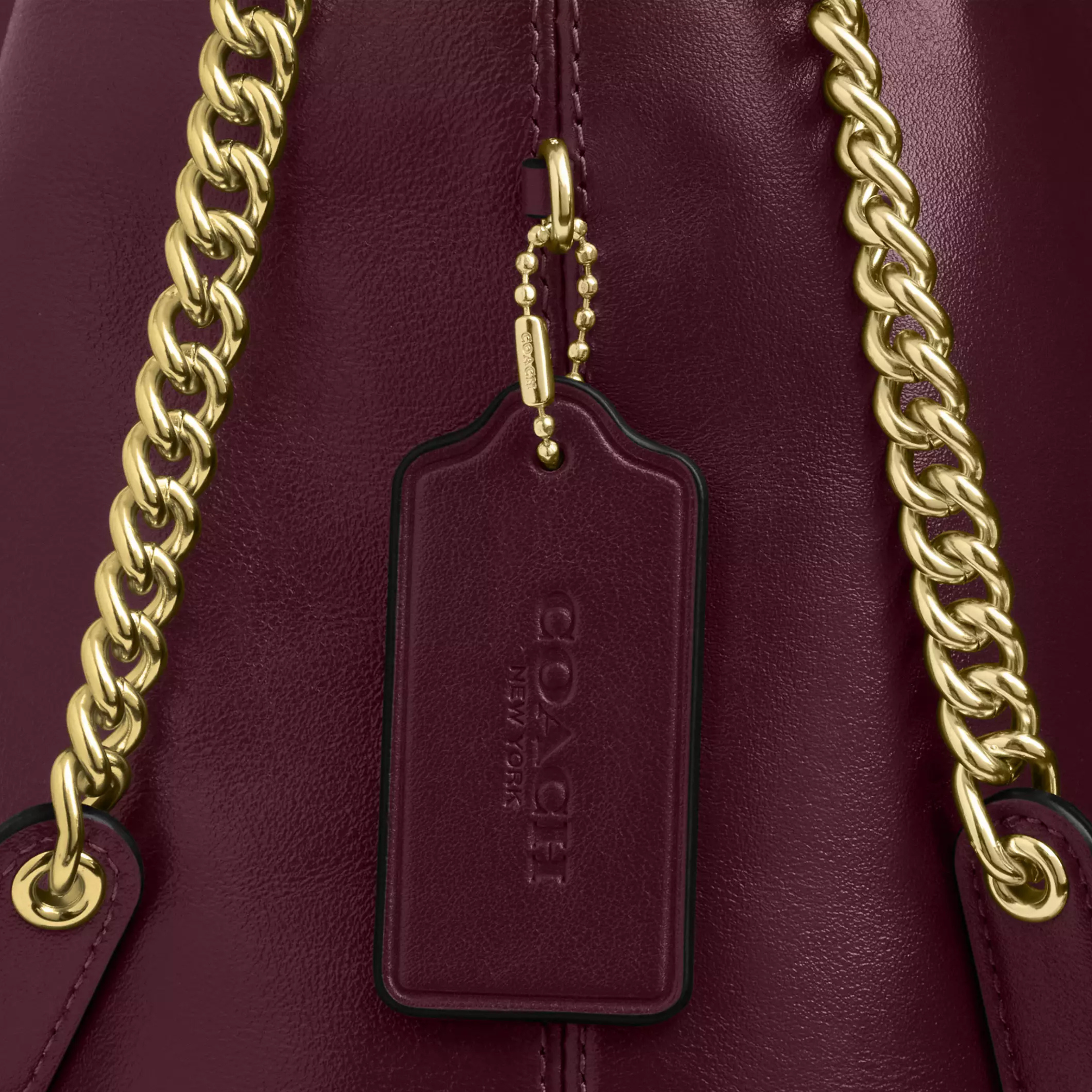 Coach Bag | Quilted Leather Chain Bucket Red Gold-Tone