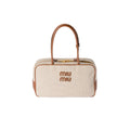 MiuMiu Beau canvas and leather bag Beige/brandy - Bagistaofficial