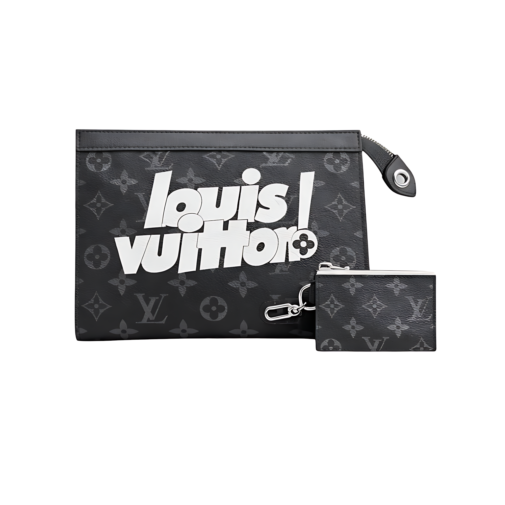 Louis Vuitton Pouch | Louis Vuitton Black Grey Black LV Design - View 1