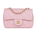 Chanel | Mini Rectangular Flap Bag With Heart Chain In Pink Lambskin And Antique Gold-tone Hardware