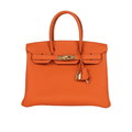 Hermès | Birkin 30 Bag In Orange Togo Leather With Gold-tone Hardware.
