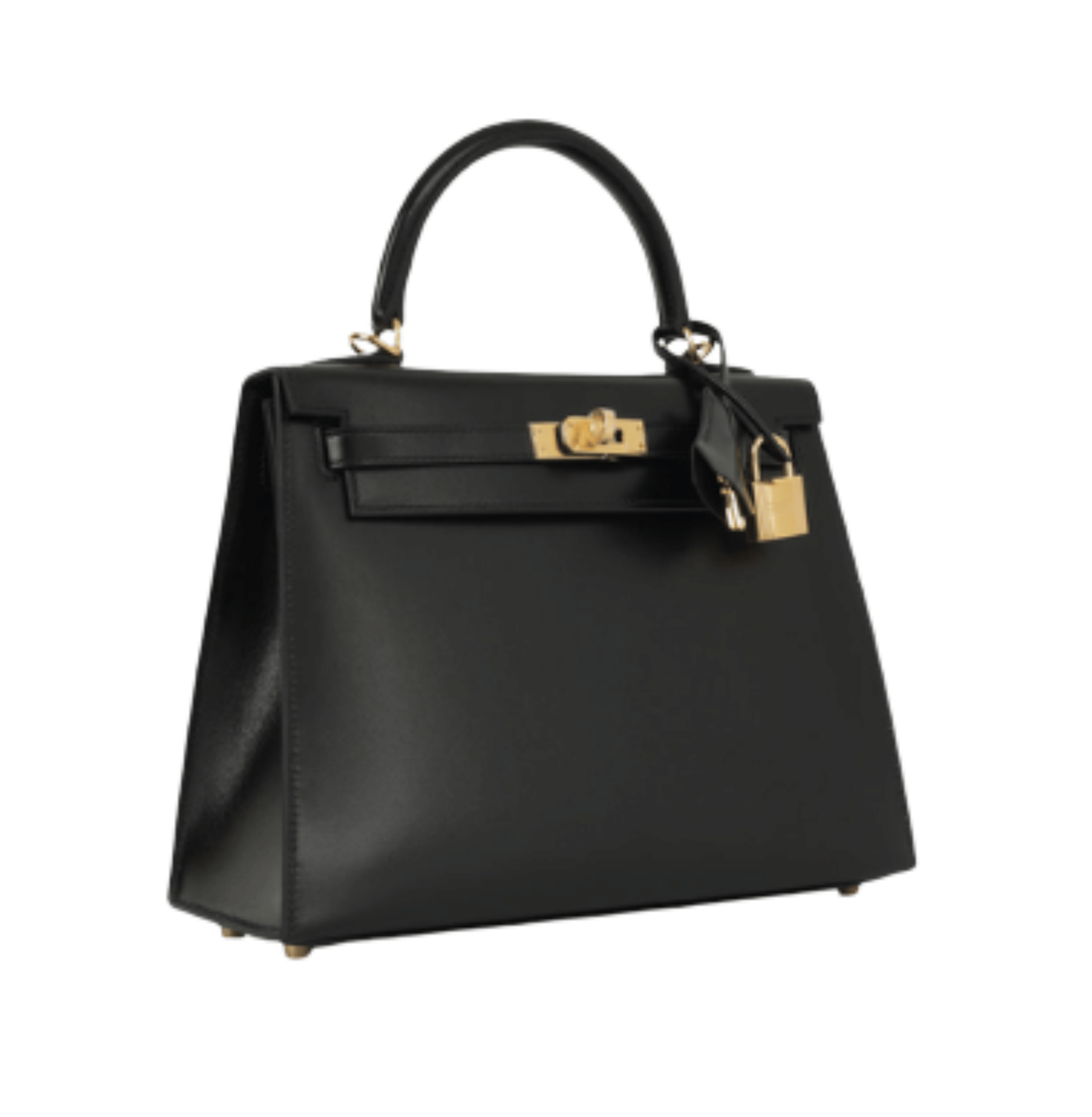 Hermès | Kelly 28 Sellier Handbag In Black Box Calfskin Leather With Gold Hardware.