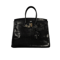 Hermès | Birkin Handbag Made From Shiny Black Crocodile Skin.