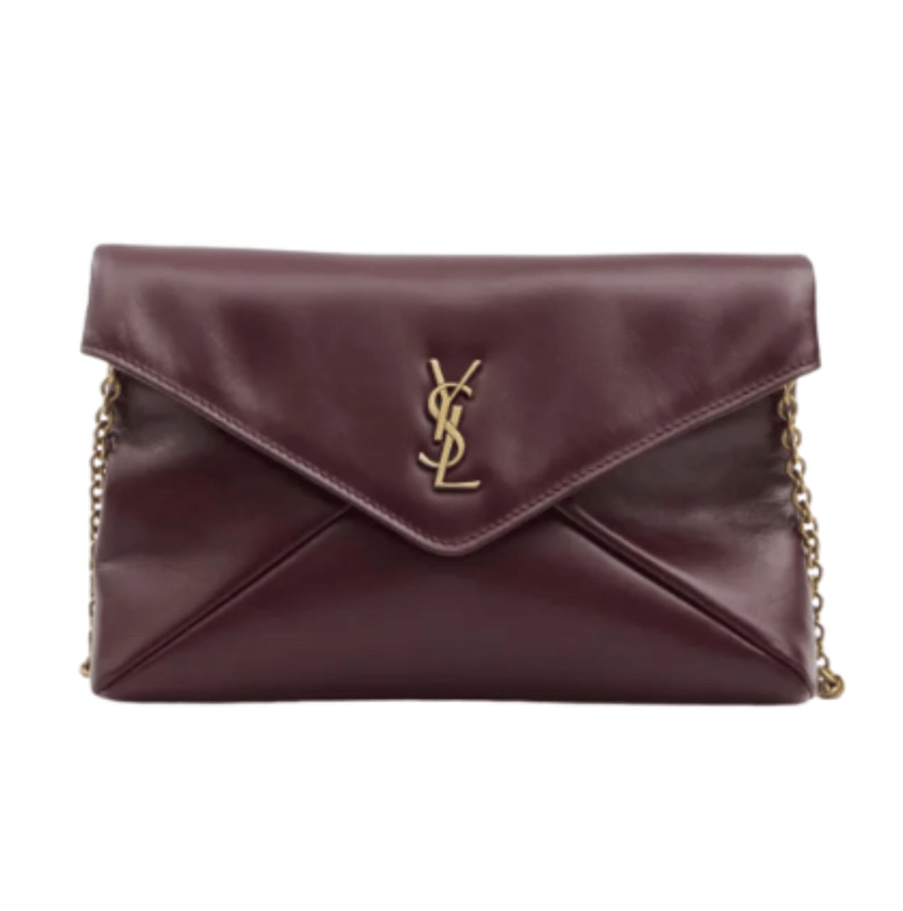 Saint Laurent | Cassandre Flap Chain Shoulder Bag In Dark Ruby Calfskin Leather