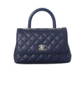 Chanel | Coco Handle Mini Bag In Navy Blue Caviar Leather