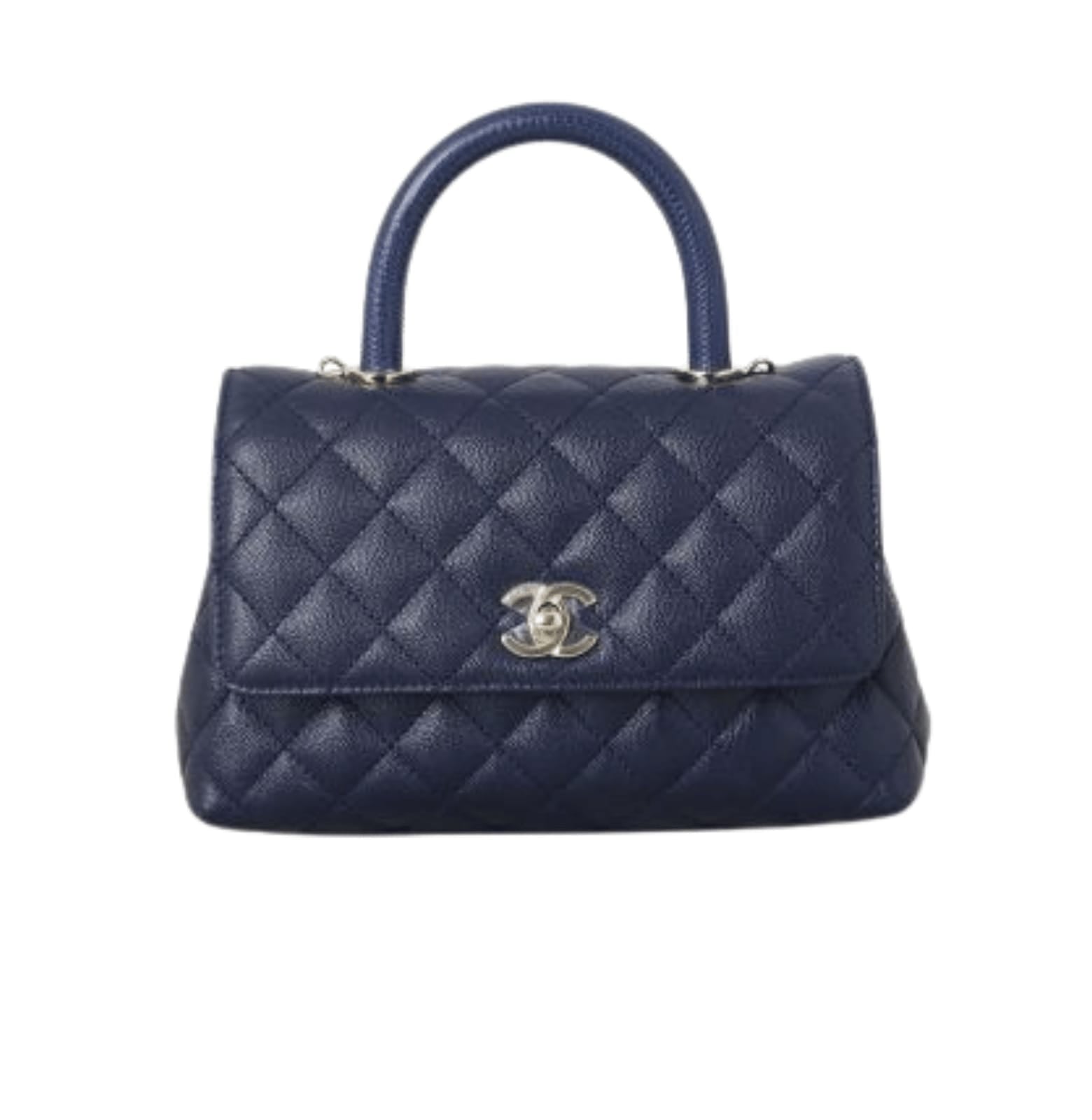 Chanel | Coco Handle Mini Bag In Navy Blue Caviar Leather