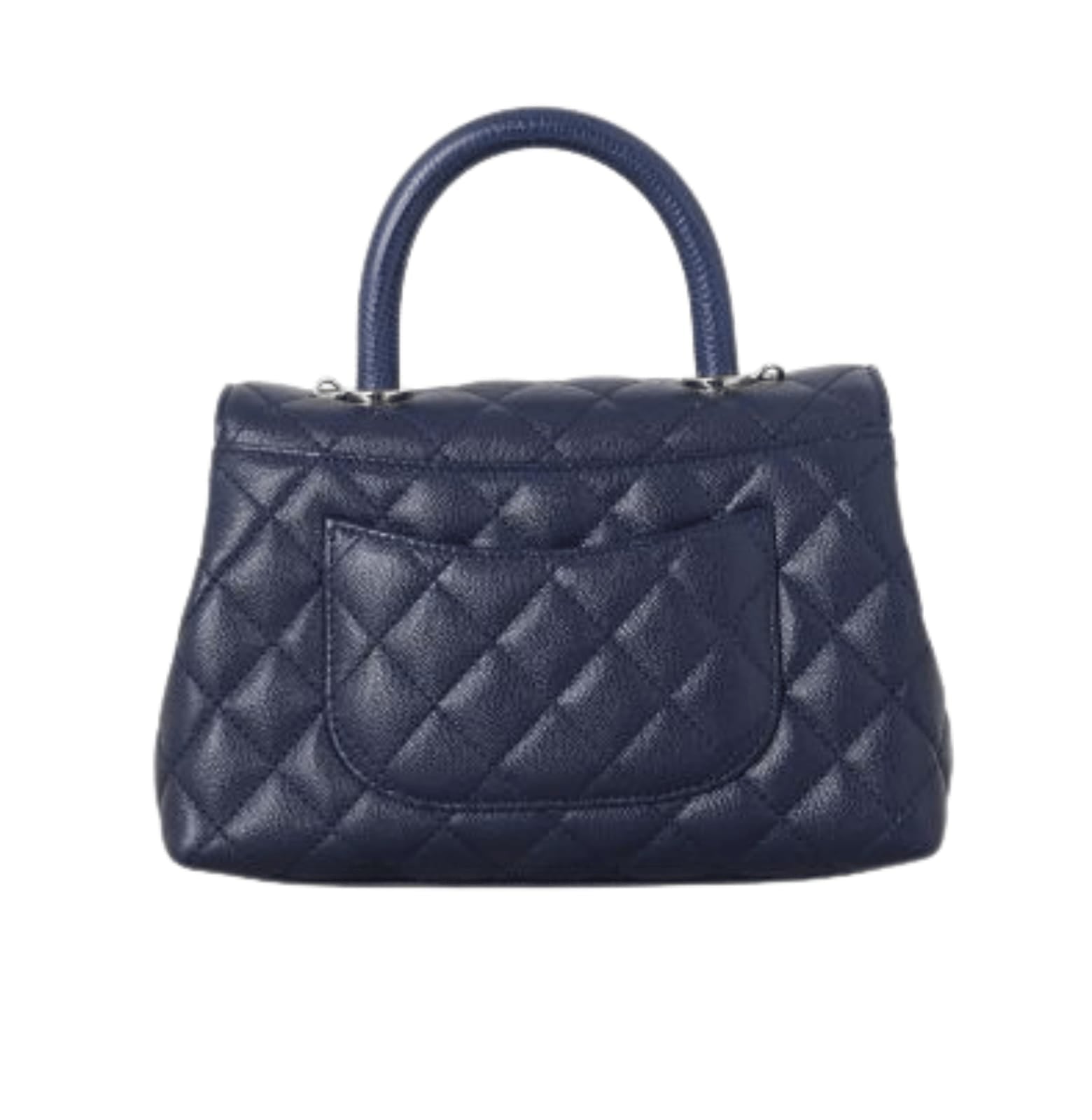 Chanel | Coco Handle Mini Bag In Navy Blue Caviar Leather