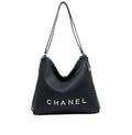 Chanel | Hobo Shoulder Bag With A Ribbed Texture And Silver Chain Straps.