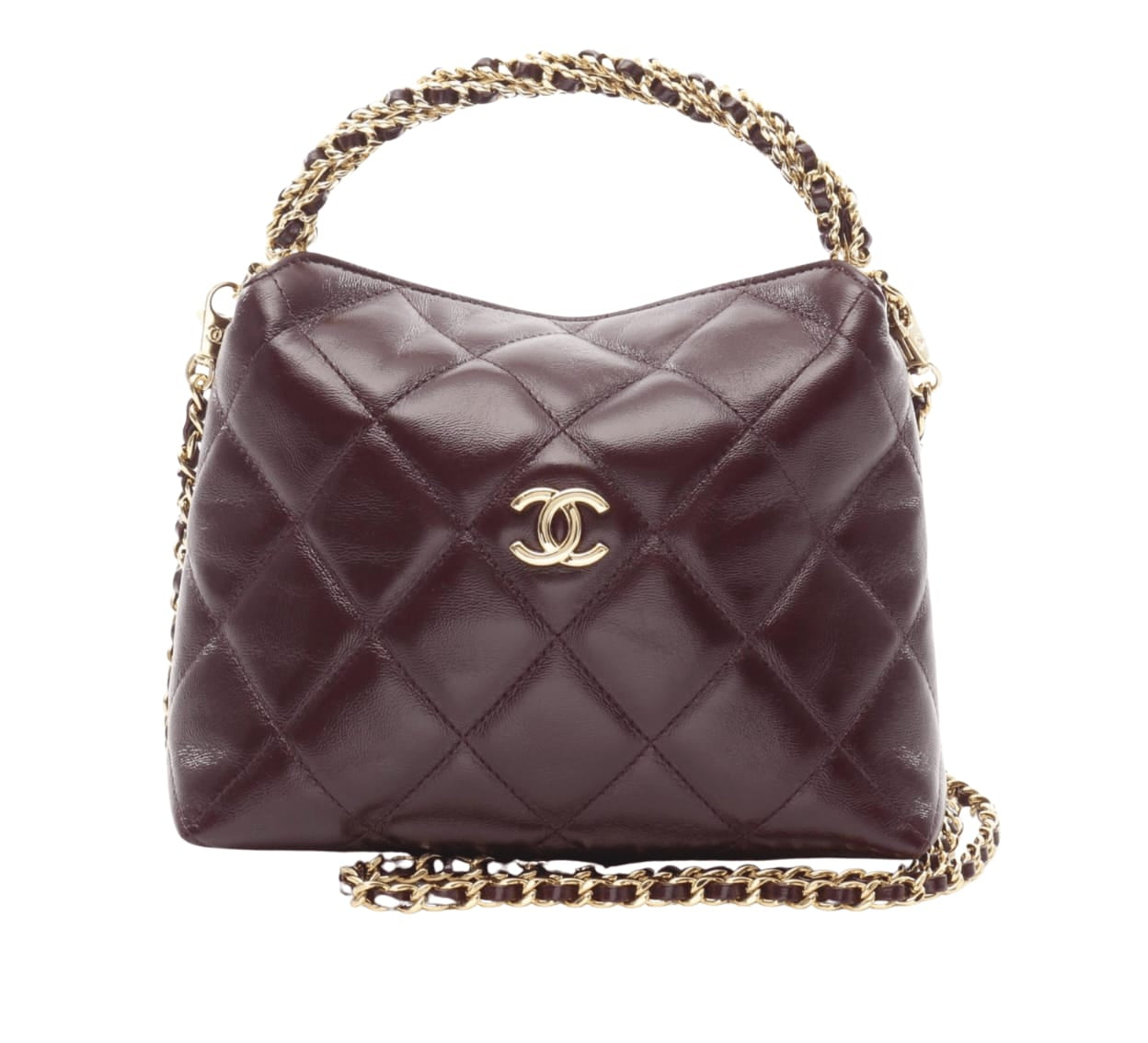 Chanel | Hobo Bag In A Deep Burgundy, Quilted Leather With Gold-tone Hardware.