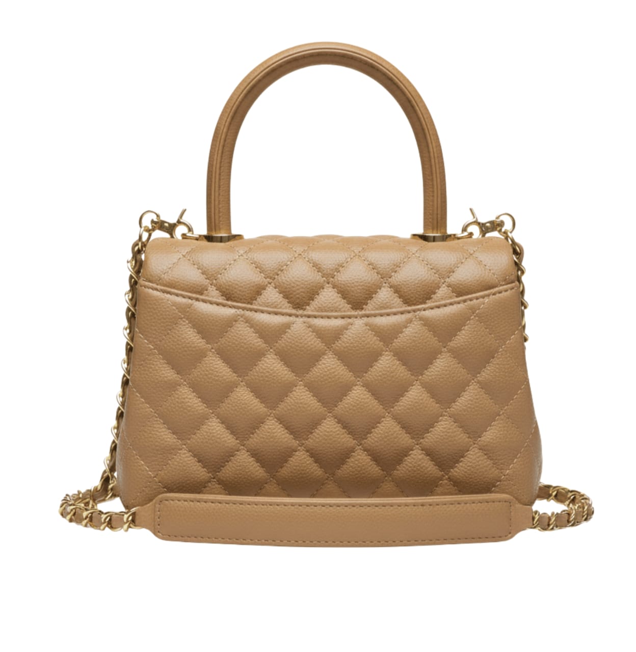 Chanel | Mini Coco Handle Flap Bag In Caramel/beige Caviar Leather.
