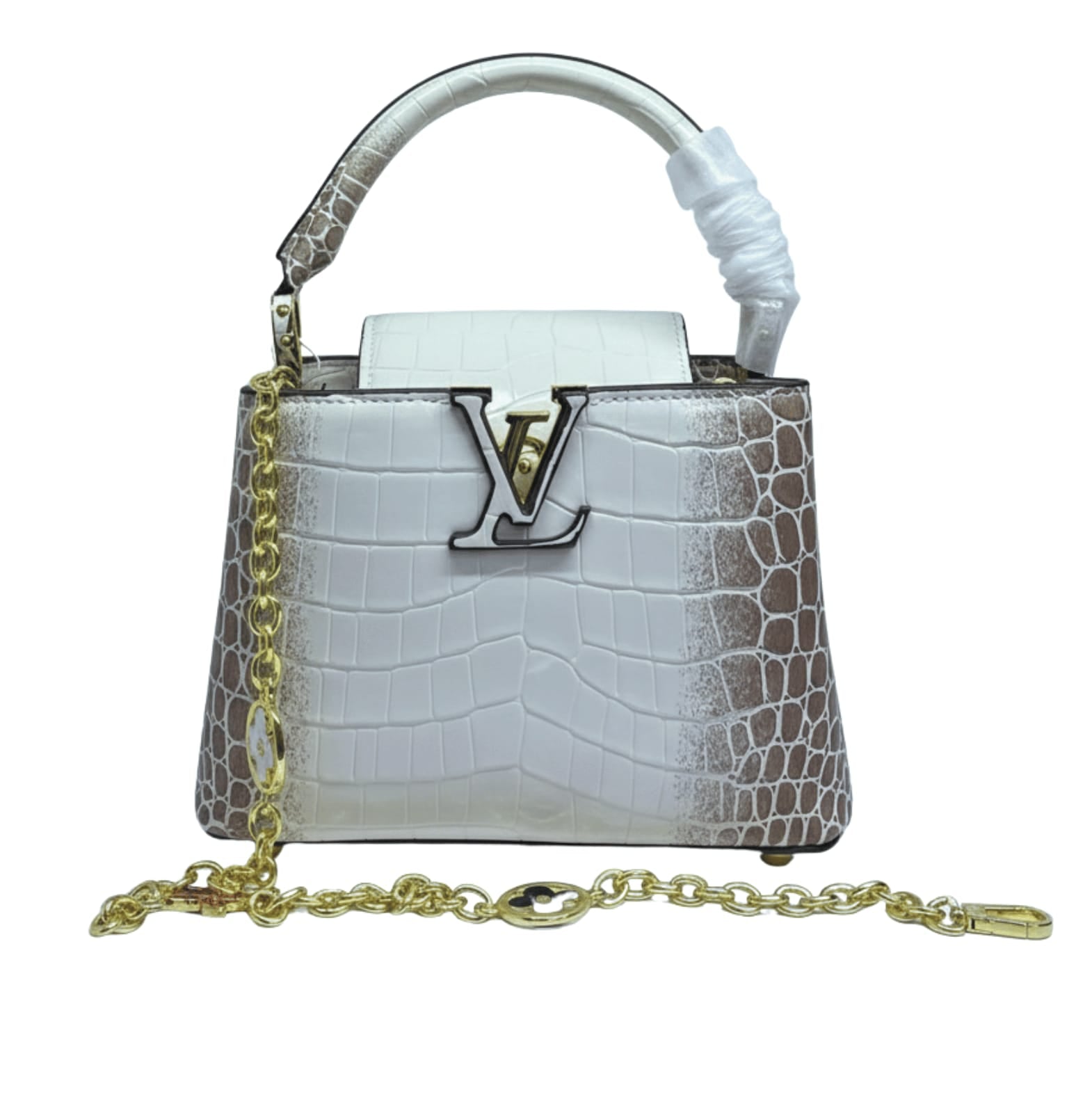 Louis Vuitton Bag | Capucines White/Brown Crocodilian Leather