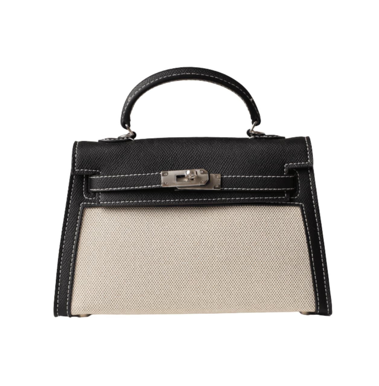 Hermès | Mini Kelly 2 Bag In Black And White Canvas With Palladium Hardware