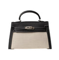Hermès | Mini Kelly 2 Bag In Black And White Canvas With Palladium Hardware