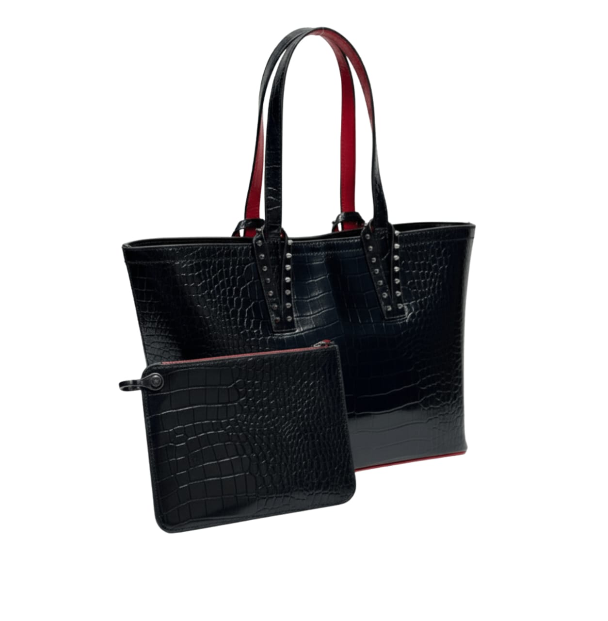 Christian Louboutin | Cabata Tote Bag In Black Crocodile-embossed Calfskin Leather