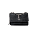 YSL Bag | Sunset Medium Black Croc-Embossed