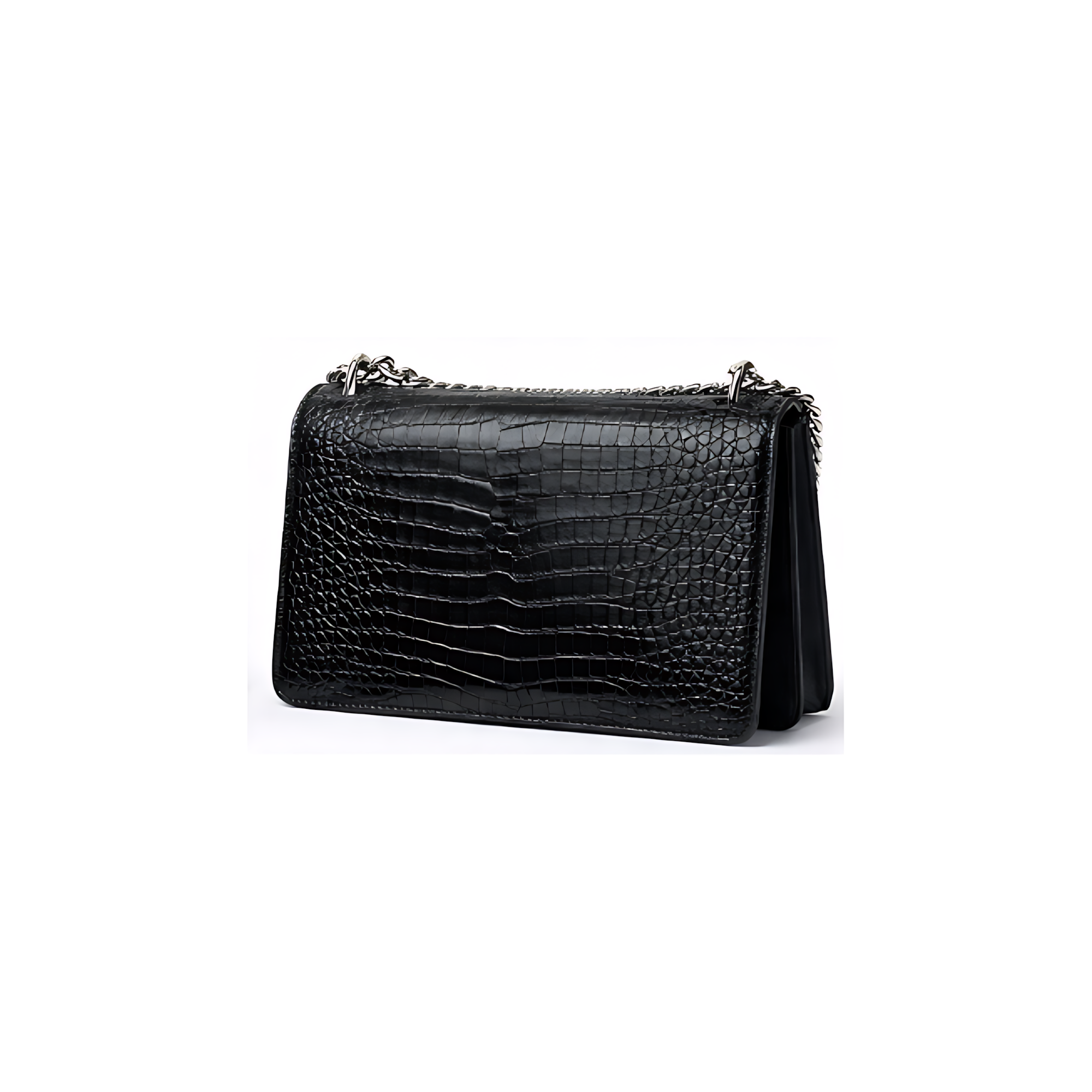 YSL Bag | Sunset Medium Black Croc-Embossed