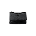 YSL Bag | Sunset Medium SO Black Croc-Embossed