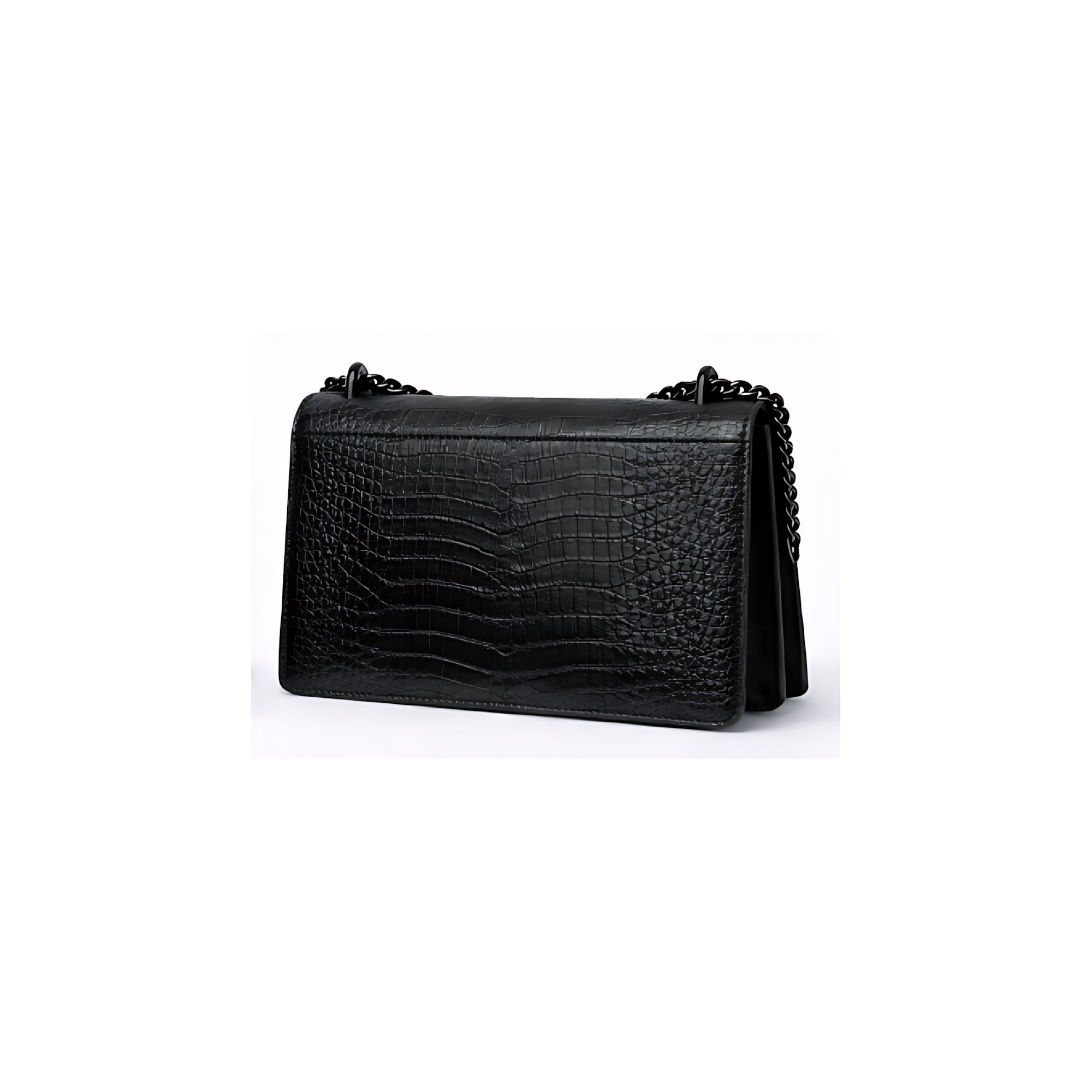 YSL Bag | Sunset Medium SO Black Croc-Embossed
